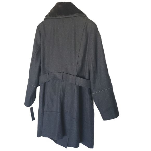 Miss Sixty M60 Womens Size 2X Black Wool Blend Button Front Belted Pea Coat - Picture 6 of 13